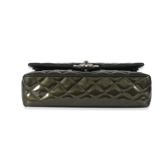 Chanel Green Patent Stripe Medium Classic Flap - Picture 5 of 8